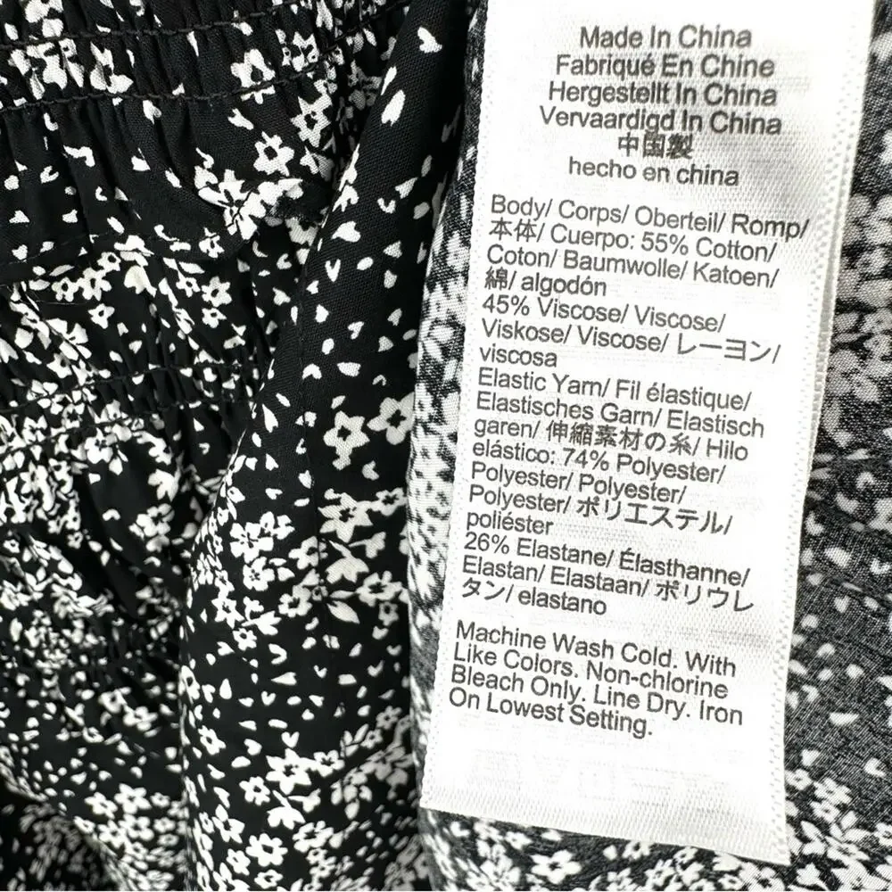 Madewell Smocked Crewneck Mini Dress in Floral Size 6